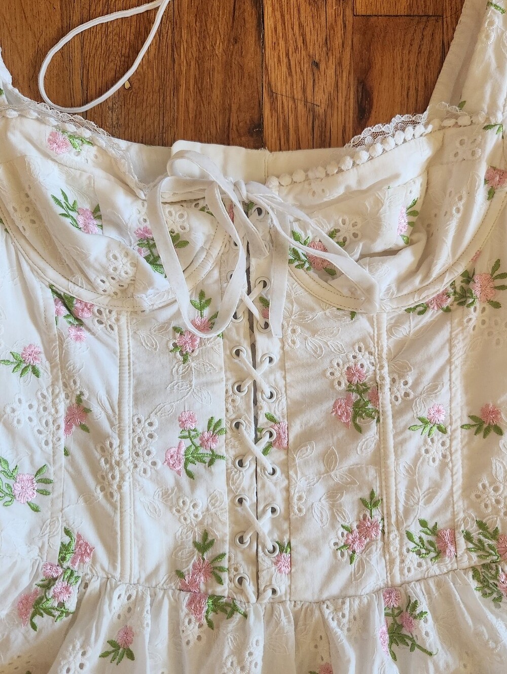 For Love & Lemons Kinsley Eyelet Mini Dress Sz M - Picture 5 of 12